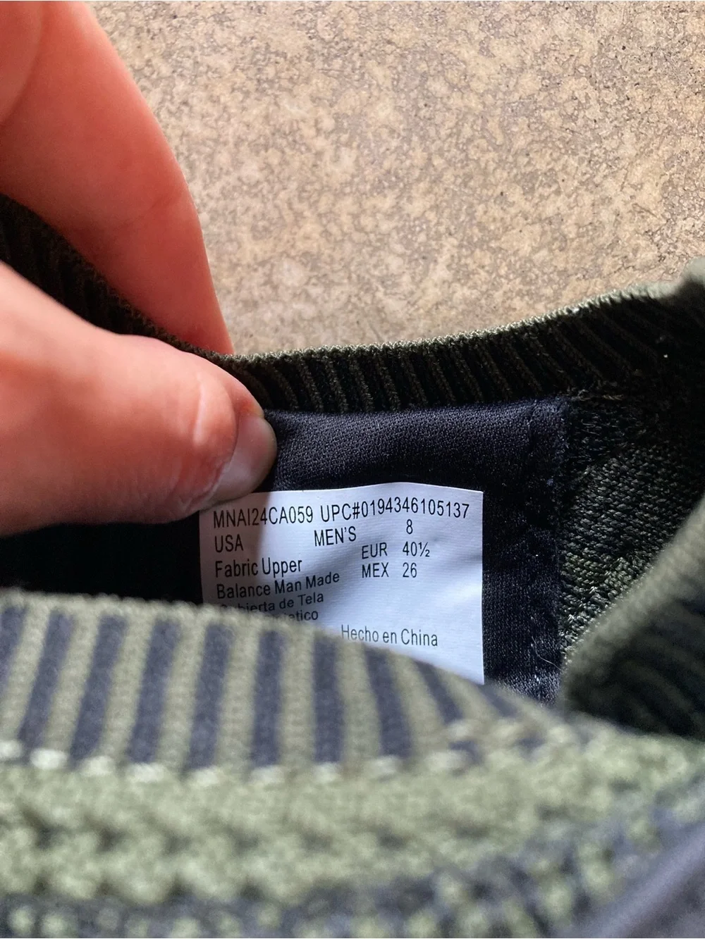 Avia Olive Knit Athletic Sneakers with Black Accents and White Sole